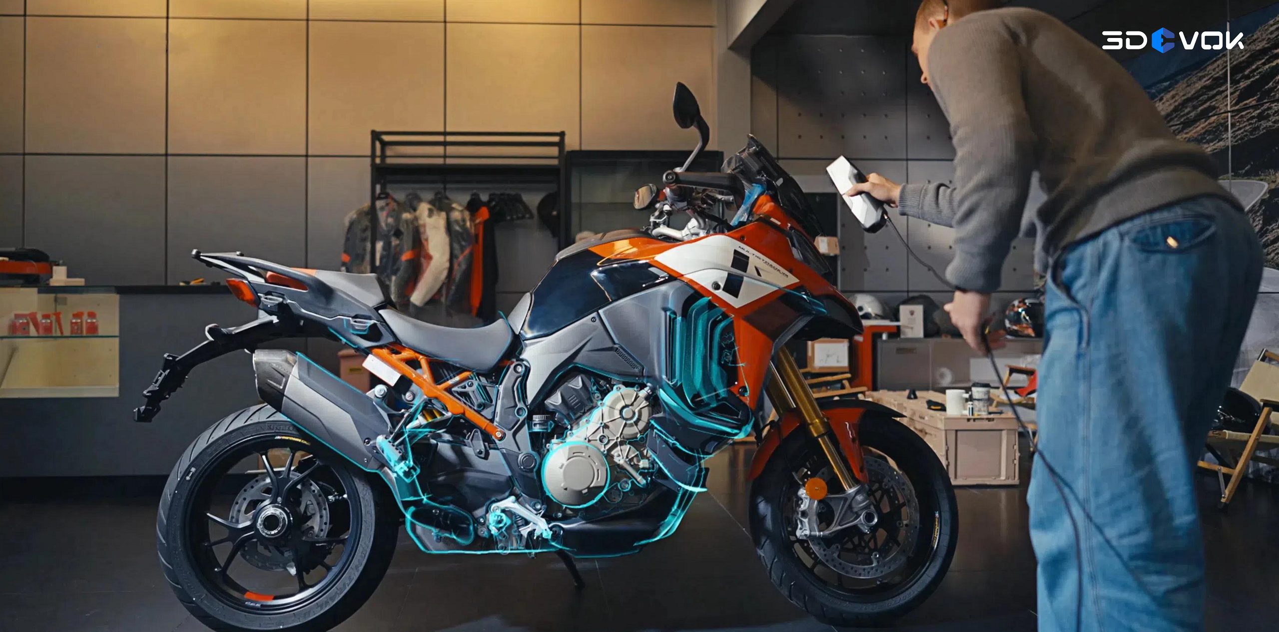 3DeVOK MT 3D scanner scans motorcycle